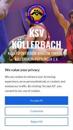 Vorschau der mobilen Webseite www.ksv-koellerbach.de, KSV Kraftsportverein Köllerbach e.V.