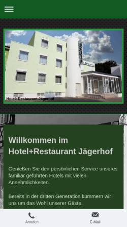 Vorschau der mobilen Webseite www.jaegerhof.eu, Hotel + Restaurant Jägerhof