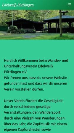 Vorschau der mobilen Webseite www.edelweiss-puettlingen.de, Wander- und Unterhaltungsverein Edelweiß e.V.