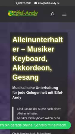 Vorschau der mobilen Webseite www.eifel-andy.de, Alleinunterhalter Eifel-Andy