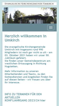 Vorschau der mobilen Webseite ekiu.de, Evangelische Kirchengemeinde Umkirch
