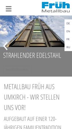 Vorschau der mobilen Webseite www.metallbau-frueh.de, Metallbau Früh GmbH