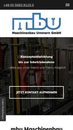 Vorschau der mobilen Webseite mbu-maschinenbau.de, Maschinenbau Ummern GmbH