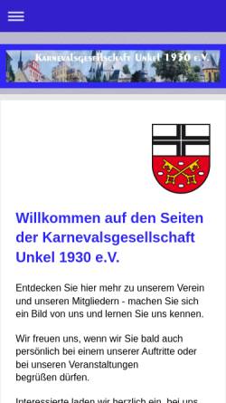 Vorschau der mobilen Webseite www.kg-unkel.de, Karnevalsgesellschaft Unkel e.V.