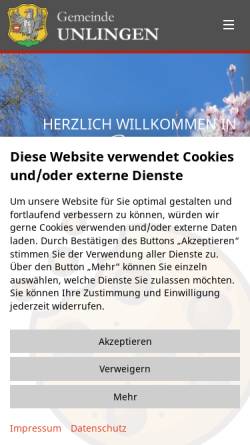 Vorschau der mobilen Webseite www.unlingen.de, Unlingen