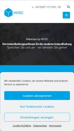 Vorschau der mobilen Webseite intec.de, INTEC Consulting für Industrie- und Systemtechnik GmbH