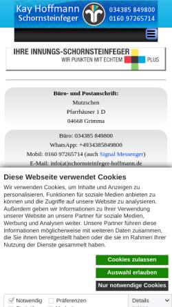 Vorschau der mobilen Webseite www.schornsteinfeger-hoffmann.de, Schornsteinfeger Hoffmann