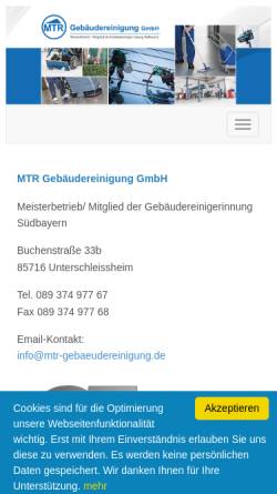 Vorschau der mobilen Webseite www.mtr-gebaeudereinigung.de, MTR Gebäudereinigung GmbH