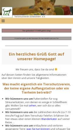 Vorschau der mobilen Webseite www.tierschutzverein-schleissheim.de, Tiere in Not - Schleissheim e.V.