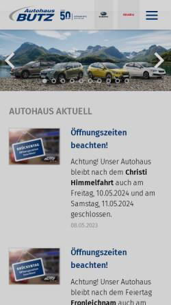 Vorschau der mobilen Webseite www.autohausbutz.de, Autohaus Butz