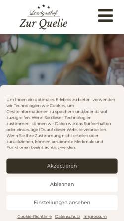 Vorschau der mobilen Webseite www.gasthof-zur-quelle.de, Hotel Restaurant Zur Quelle