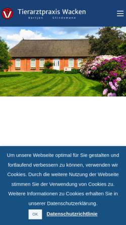 Vorschau der mobilen Webseite www.tierarztpraxis-wacken.de, Tierärztliche Gemeinschaftspraxis Bartjen und Diehl