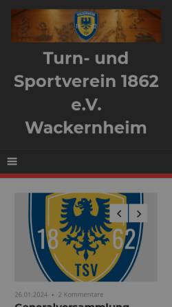 Vorschau der mobilen Webseite www.tsv-wackernheim.de, TSV 1862 Wackernheim e.V.