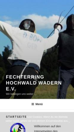 Vorschau der mobilen Webseite www.frhw.net, FRHW Fechterring Hochwald Wadern e.V.