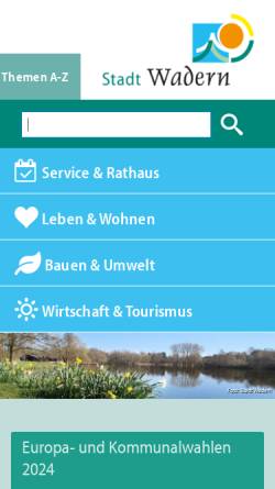 Vorschau der mobilen Webseite www.wadern.de, Stadt Wadern