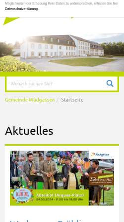 Vorschau der mobilen Webseite www.wadgassen.de, Gemeinde Wadgassen