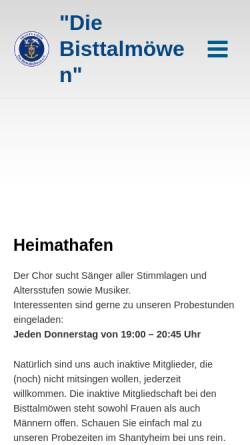 Vorschau der mobilen Webseite bisttalmoewen.de, Shanty-Chor Differten Die Bisttalmöwen e.V.