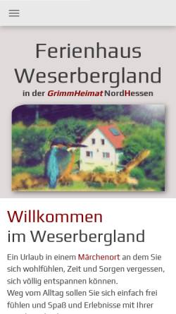 Vorschau der mobilen Webseite www.ferienhaus-weserbergland.de, Ferienhaus Weserbergland - Gijs Vroegh