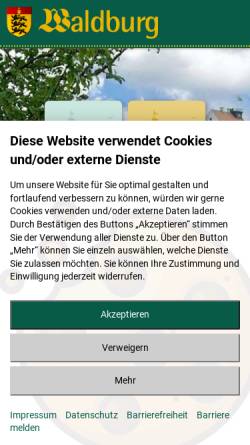 Vorschau der mobilen Webseite www.gemeinde-waldburg.de, Waldburg