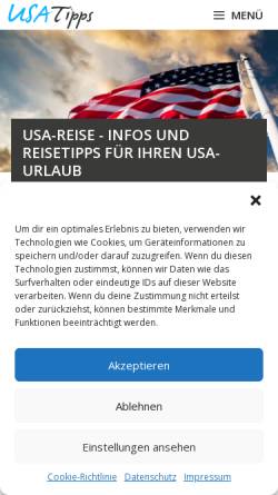 Vorschau der mobilen Webseite www.usatipps.de, USA Reise-Tipps