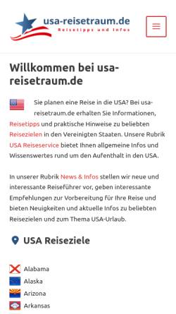Vorschau der mobilen Webseite www.usa-reisetraum.de, USA-Reisetraum