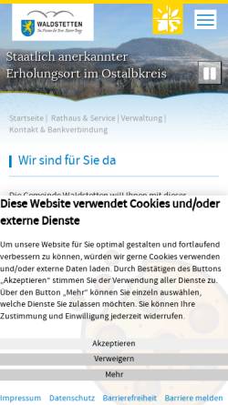 Vorschau der mobilen Webseite www.waldstetten.de, Waldstetten