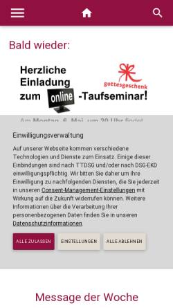 Vorschau der mobilen Webseite kirche-walheim.de, Evangelische Kirchengemeinde