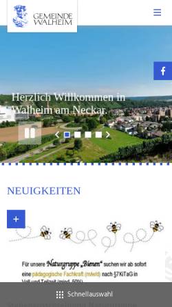 Vorschau der mobilen Webseite www.walheim.de, Gemeinde Walheim