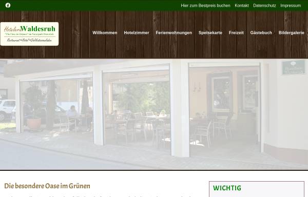 Vorschau von www.waldesruh-wallerfangen.de, Hotellerie Waldesruh Thomas Mouget GmbH Oberlimberg