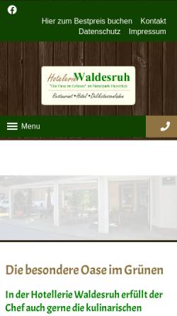 Vorschau der mobilen Webseite www.waldesruh-wallerfangen.de, Hotellerie Waldesruh Thomas Mouget GmbH Oberlimberg