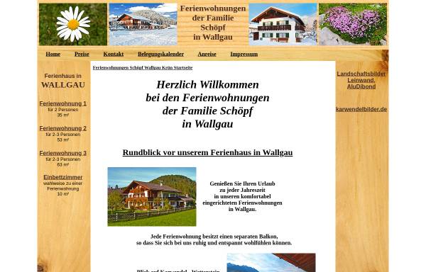 Vorschau von www.schoepf-ferienwohnung.de, Ferienwohnungen der Familie Schöpf