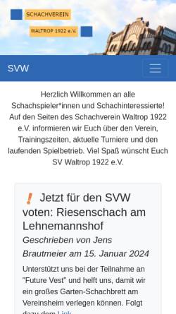 Vorschau der mobilen Webseite www.schachverein-waltrop.de, Schachverein Waltrop 1922 e.V.