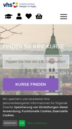 Vorschau der mobilen Webseite vhs-wangen.de, Volkshochschule Wangen