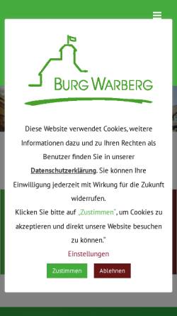 Vorschau der mobilen Webseite www.burg-warberg.de, Bundeslehranstalt Burg Warberg e.V.