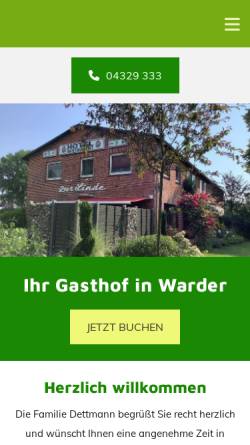 Vorschau der mobilen Webseite www.zur-linde-warder.de, Gasthof und Hotel Garni zur Linde