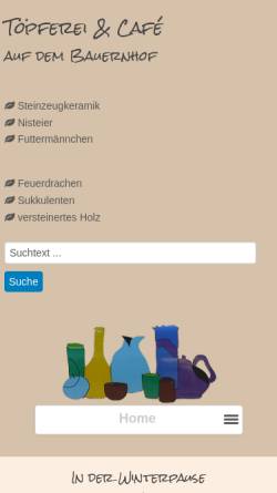 Vorschau der mobilen Webseite www.bauerncafe-schubert.de, Töpferei & Cafe Schubert