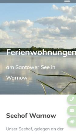 Vorschau der mobilen Webseite www.seehof-warnow.de, Seehof Warnow, Inh. Familie Ute Wieggrebe