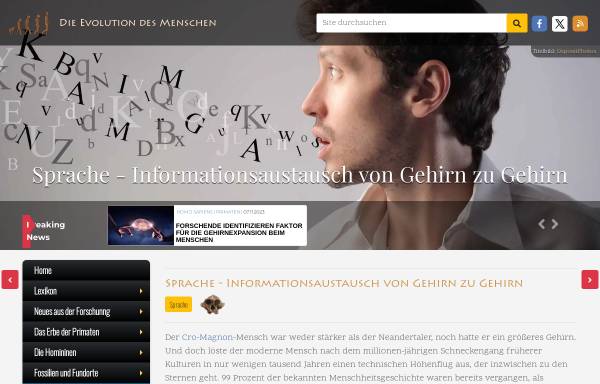 Vorschau von www.evolution-mensch.de, Der Ursprung menschlicher Sprache