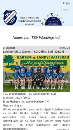 Vorschau der mobilen Webseite www.tsv-weddingstedt.de, TSV Weddingstedt
