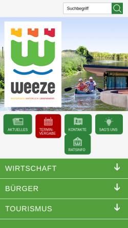 Vorschau der mobilen Webseite www.weeze.de, Gemeinde Weeze