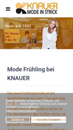 Vorschau der mobilen Webseite www.knauer-strickmoden.de, Alfred Knauer KG