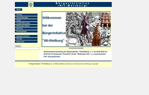 Vorschau von www.buergerinitiative-alt-weilburg.de, Bürgerinitiative Alt-Weilburg