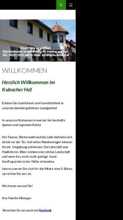 Vorschau der mobilen Webseite www.kubacher-hof.de, Kubacher Hof