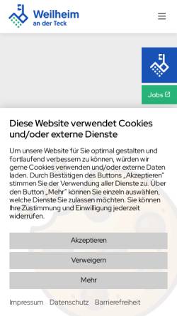 Vorschau der mobilen Webseite www.weilheim-teck.de, Gemeinde Weilheim
