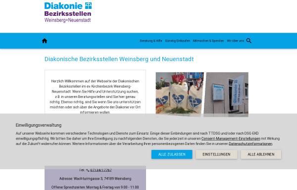 Vorschau von diakonie-weinsberg.de, Diakonische Bezirksstelle Weinsberg