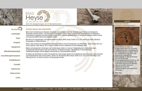 Vorschau von www.bfad-heyse.de, Büro für Ausgrabungen und Dokumentationen Heyse
