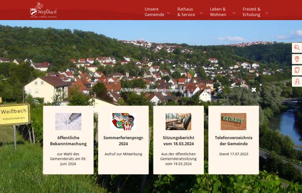 Vorschau von www.gemeinde-weissbach.de, Gemeinde Weißbach