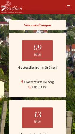 Vorschau der mobilen Webseite www.gemeinde-weissbach.de, Gemeinde Weißbach