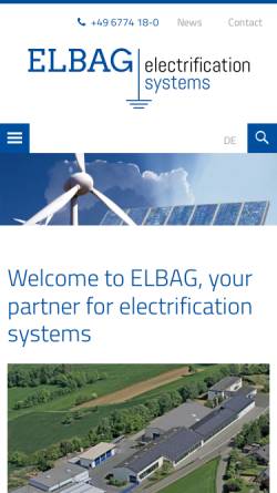 Vorschau der mobilen Webseite www.elbag.de, elbag Energietechnik GmbH