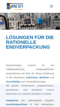 Vorschau der mobilen Webseite www.mb-knecht.de, Maschinenbau Knecht GmbH